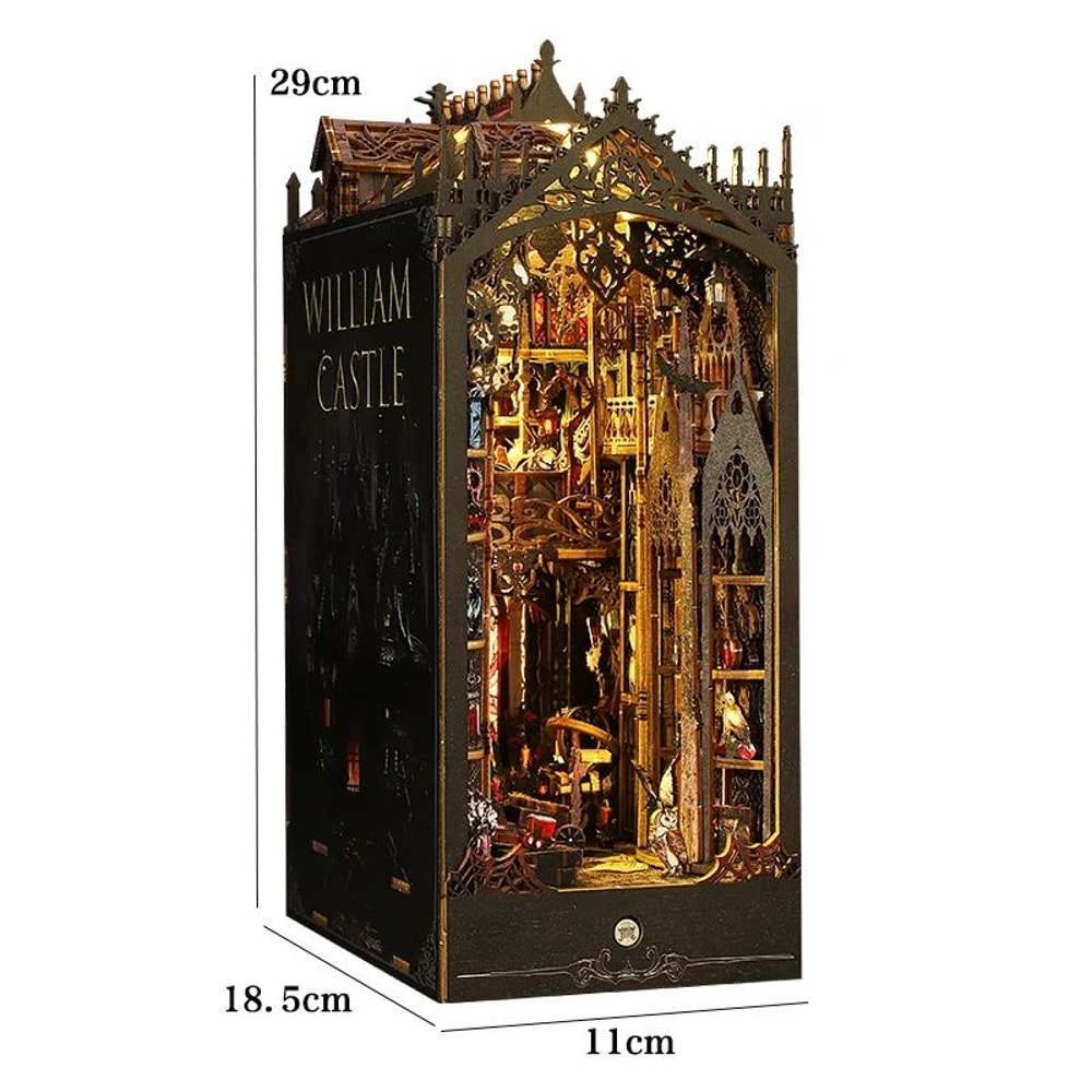 DIY Dollhouse Book Nook Kit Wooden Puzzle Bookshelf Insert Decor 29