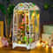 Wooden Flower Garden DIY Book Nook Kit 3D Puzzle Bookshelf Insert With LED Lights 1
