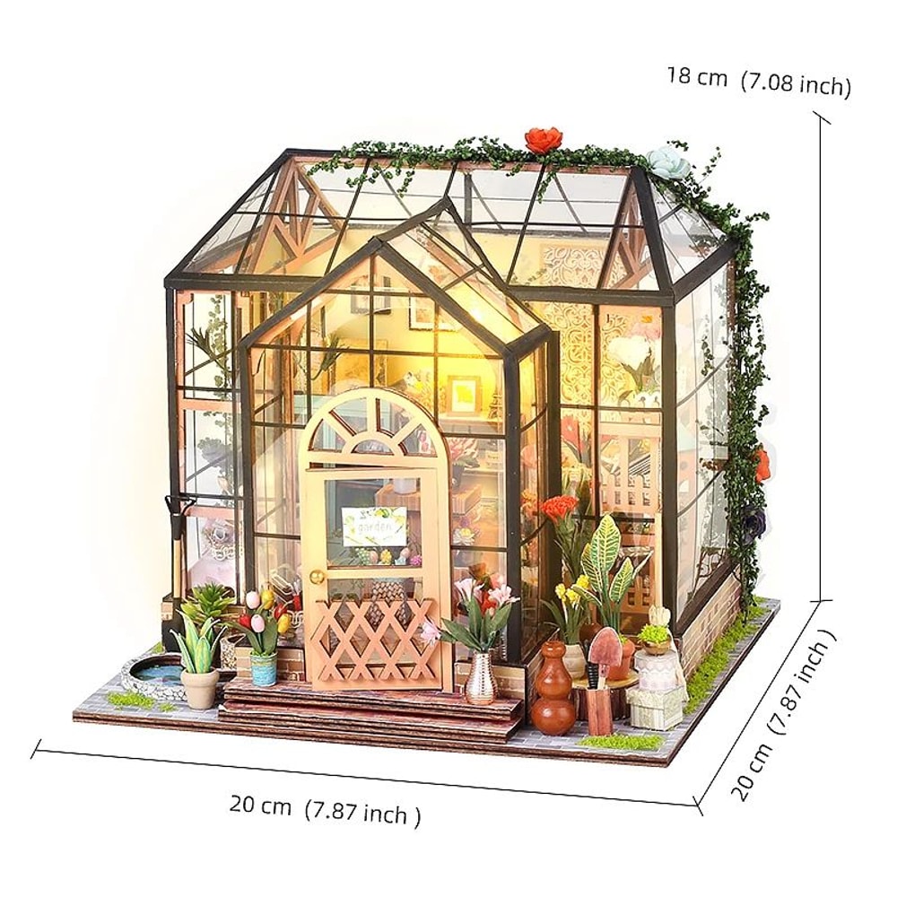 Wooden Flower Garden DIY Book Nook Kit 3D Puzzle Bookshelf Insert With LED Lights 10