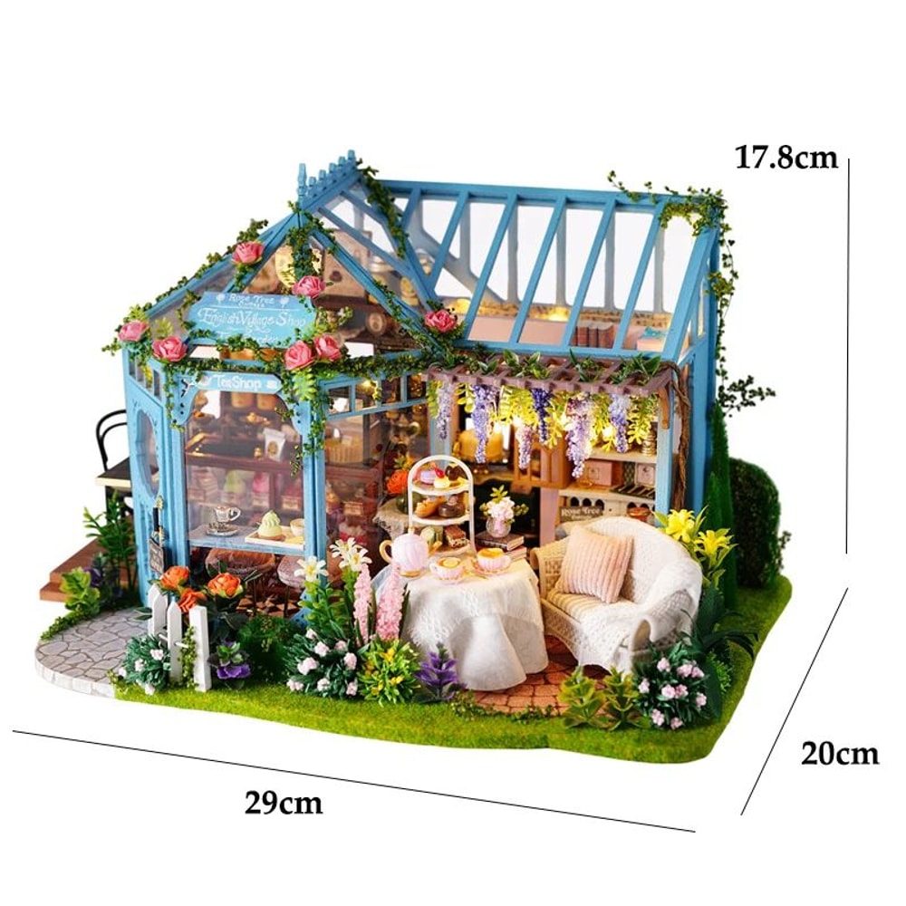 Wooden Flower Garden DIY Book Nook Kit 3D Puzzle Bookshelf Insert With LED Lights 12