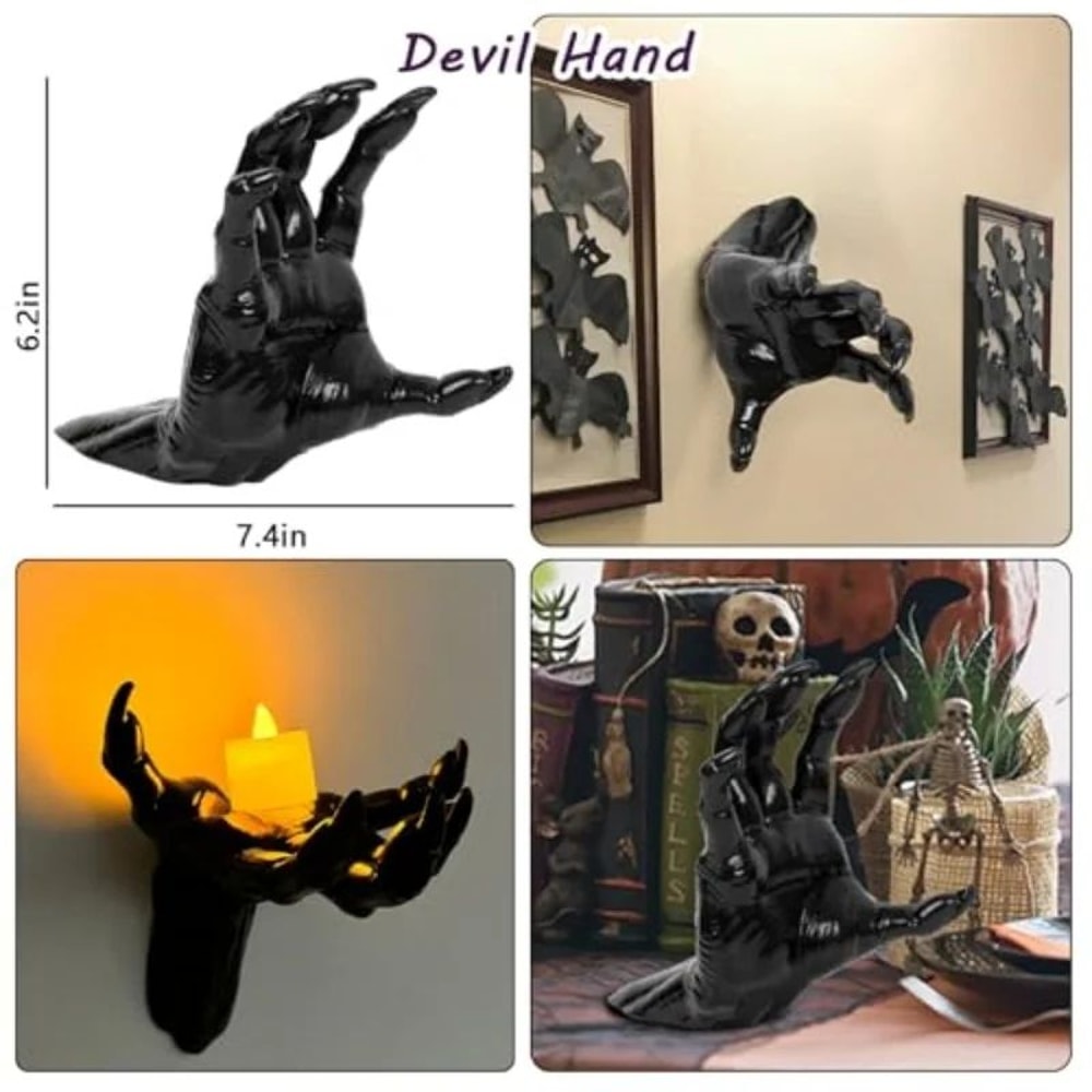 Gothic Creepy Hand Wall Candle Holder LifeSize Horror Hand Halloween Christmas Decor 3