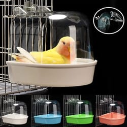 hanging bird bath box for parrots & parakeets – cage shower tub for budgie, cockatiel & lovebird