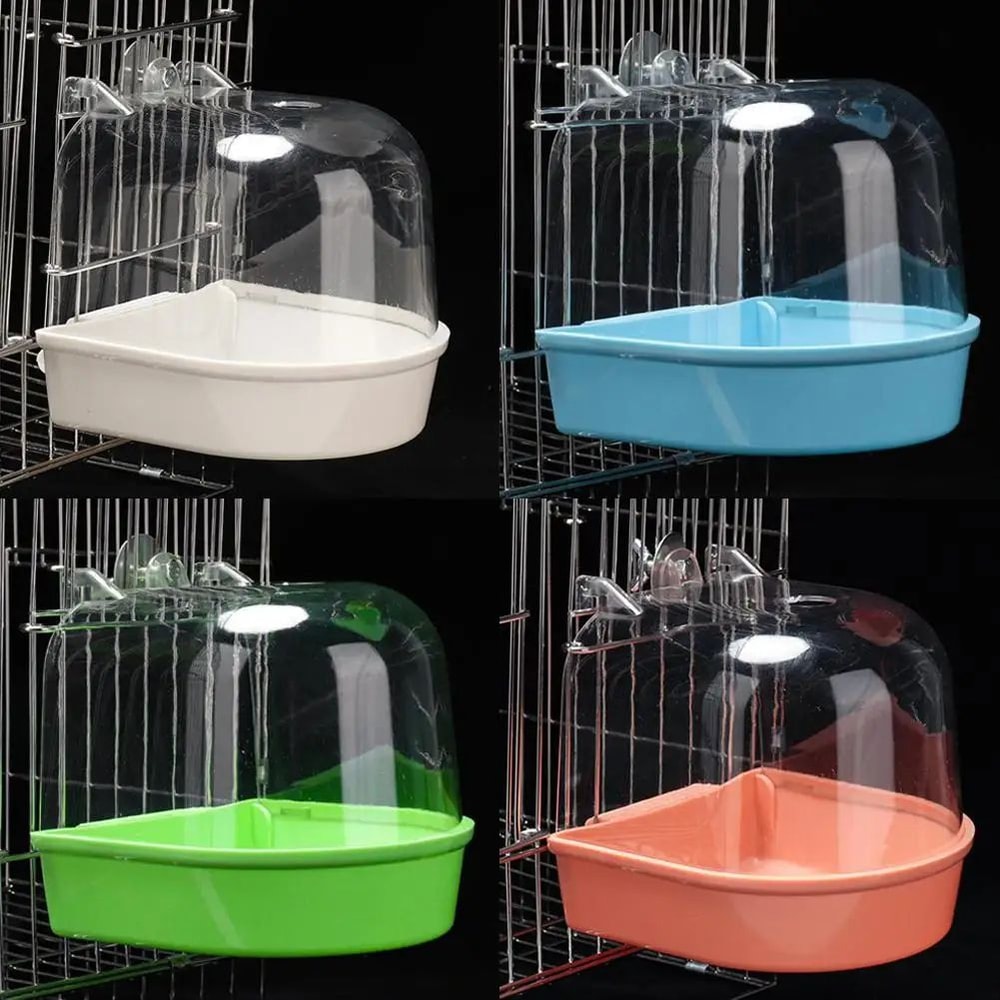 Hanging Bird Bath Box For Parrots Parakeets Cage Shower Tub For Budgie Cockatiel Lovebird 1