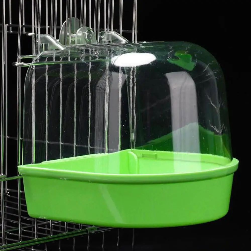Hanging Bird Bath Box For Parrots Parakeets Cage Shower Tub For Budgie Cockatiel Lovebird 6