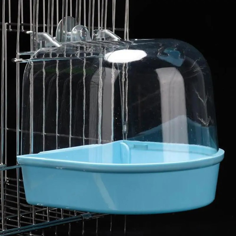 Hanging Bird Bath Box For Parrots Parakeets Cage Shower Tub For Budgie Cockatiel Lovebird 9