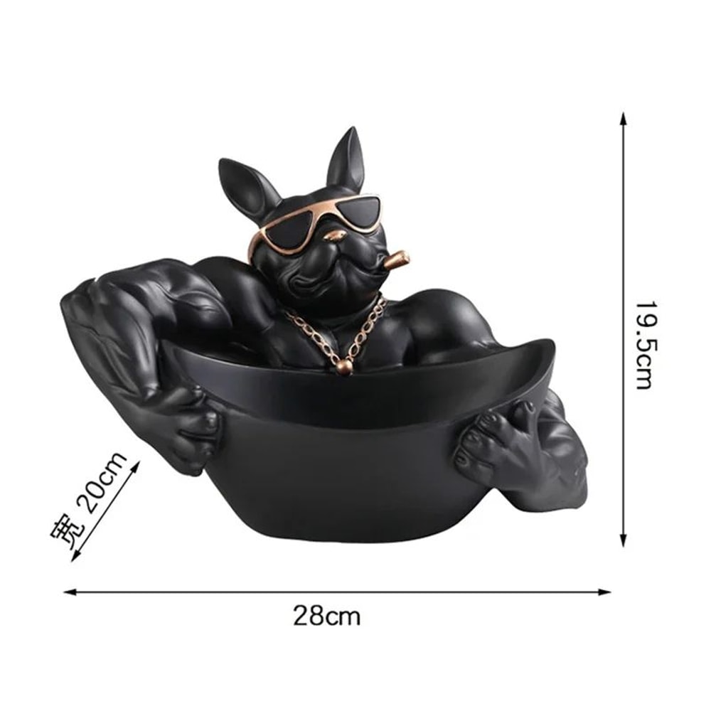 Black Resin Dog Statue Storage Box Decorative Dog Figurine Organizer For Keys Phone Candy 4