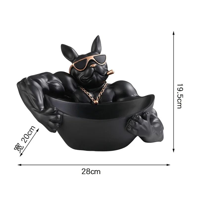 Black Resin Dog Statue Storage Box Decorative Dog Figurine Organizer For Keys Phone Candy 4