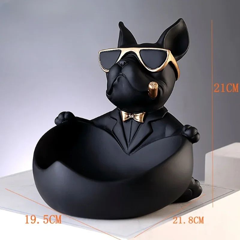 Black Resin Dog Statue Storage Box Decorative Dog Figurine Organizer For Keys Phone Candy 1
