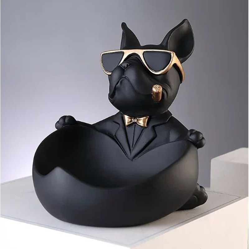 Black Resin Dog Statue Storage Box Decorative Dog Figurine Organizer For Keys Phone Candy 6