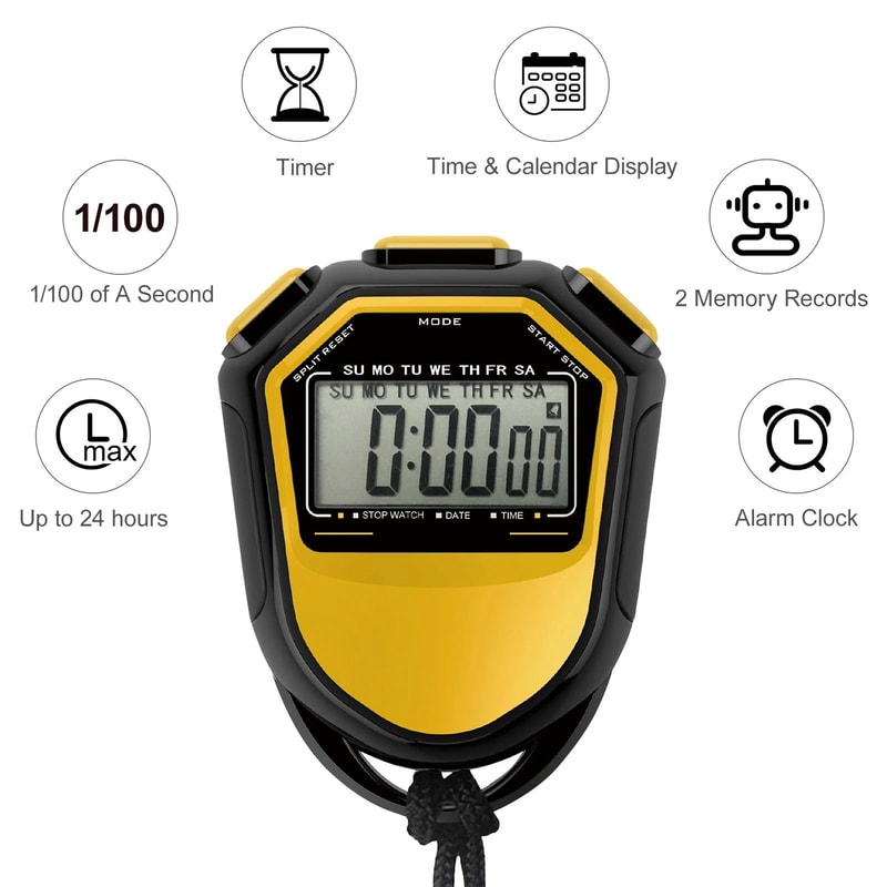 Digital Sports Stopwatch With Large LCD Display Waterproof Handheld Timer For Training 0