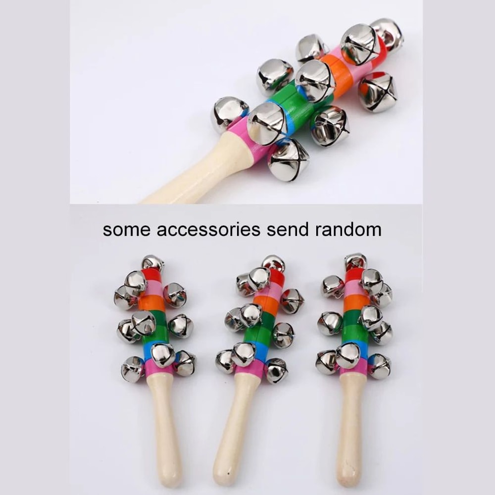 Colorful Rainbow Wooden Hand Bell Stick Rhythm Musical Toy For Kids Party KTV Fun 1