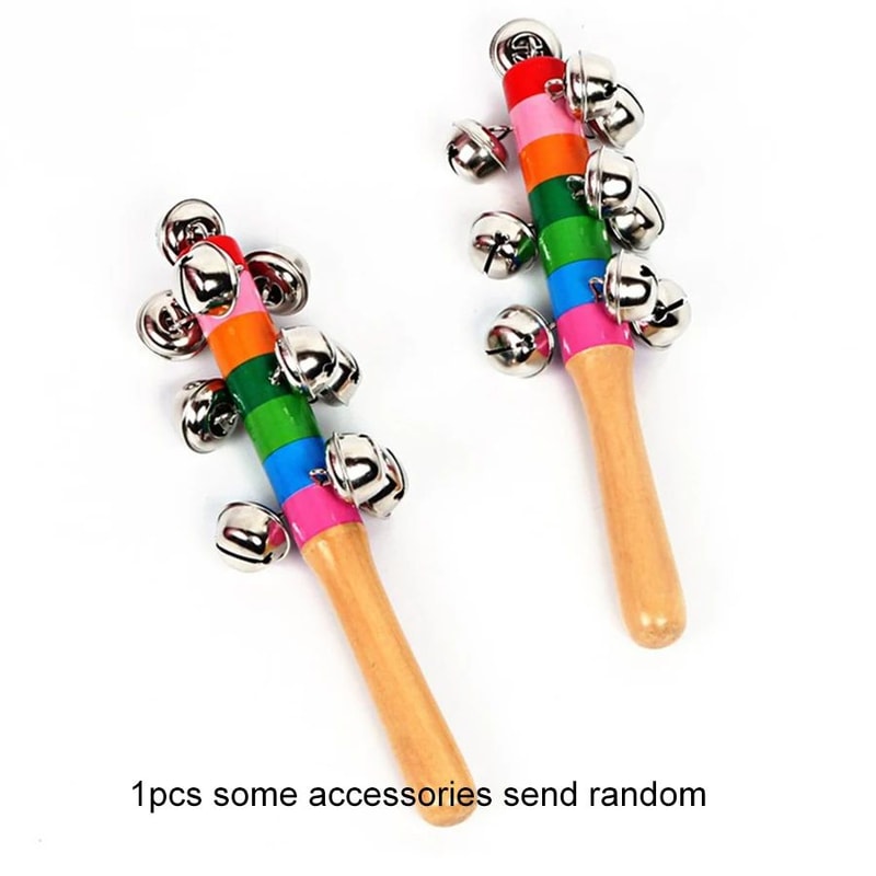 Colorful Rainbow Wooden Hand Bell Stick Rhythm Musical Toy For Kids Party KTV Fun 0