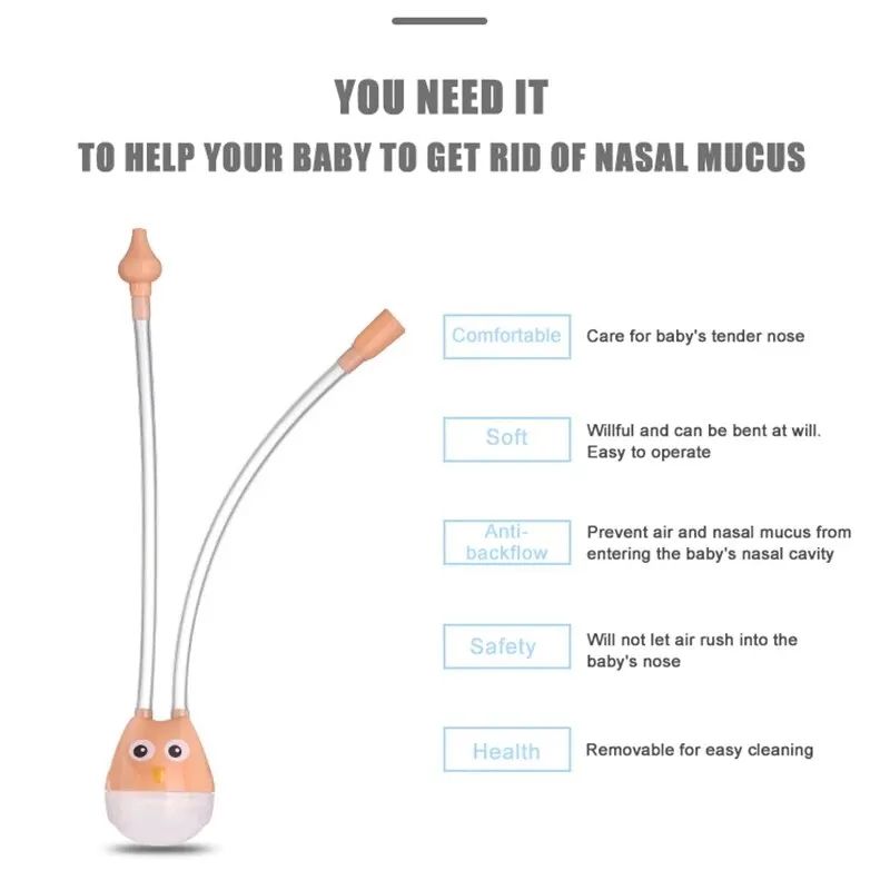 Baby Nasal Aspirator With AntiBackflow Filter Soft Silicone Nose Cleaner For Infants 1