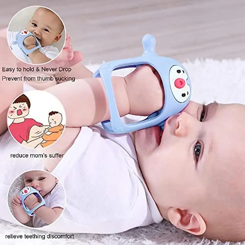 Silicone Wrist Teether Pacifier For Babies AntiDrop Infant Teething Toy 06 Months 0