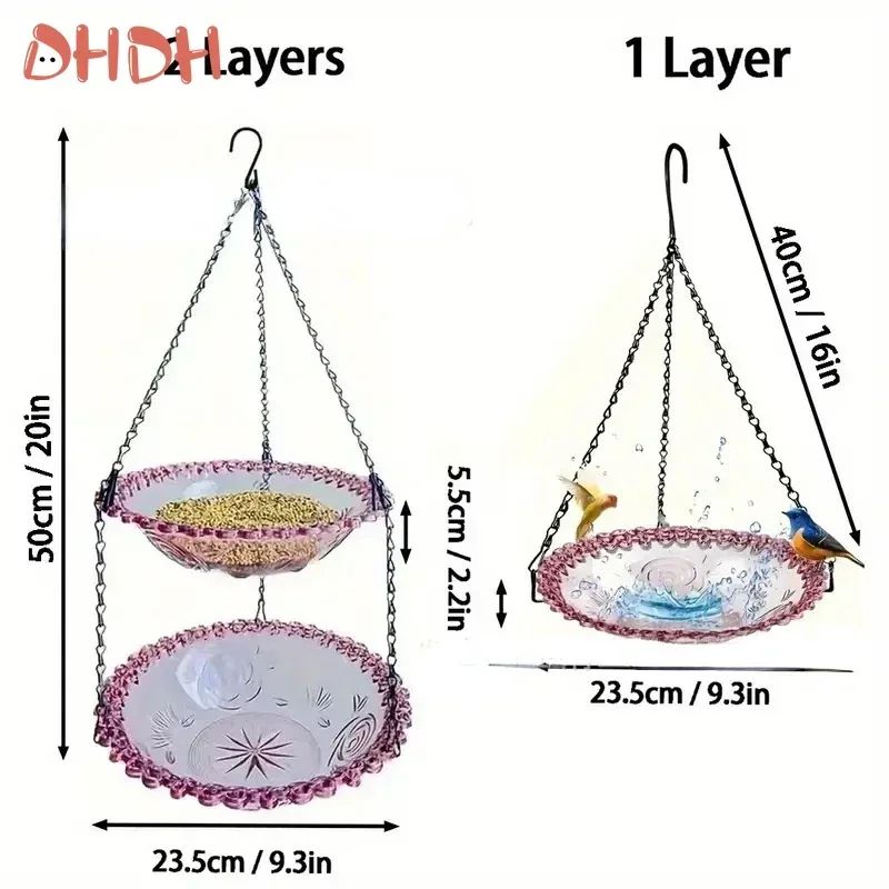 FlowerShaped Hanging Bird Feeder Bird Bath Outdoor Garden Bird Water Tray With Chain 5