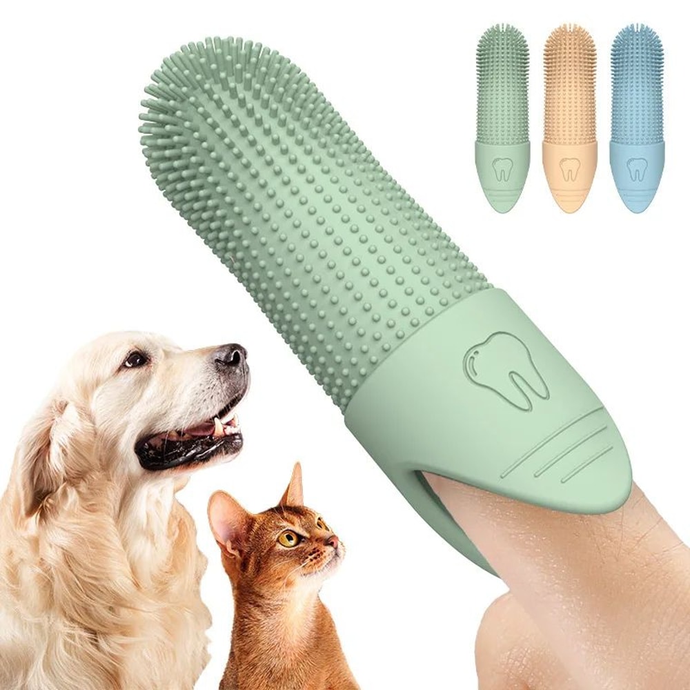 360 Silicone Finger Dog Toothbrush For Pets Gentle Pet Dental Cleaning Brush For Dogs Cats 0