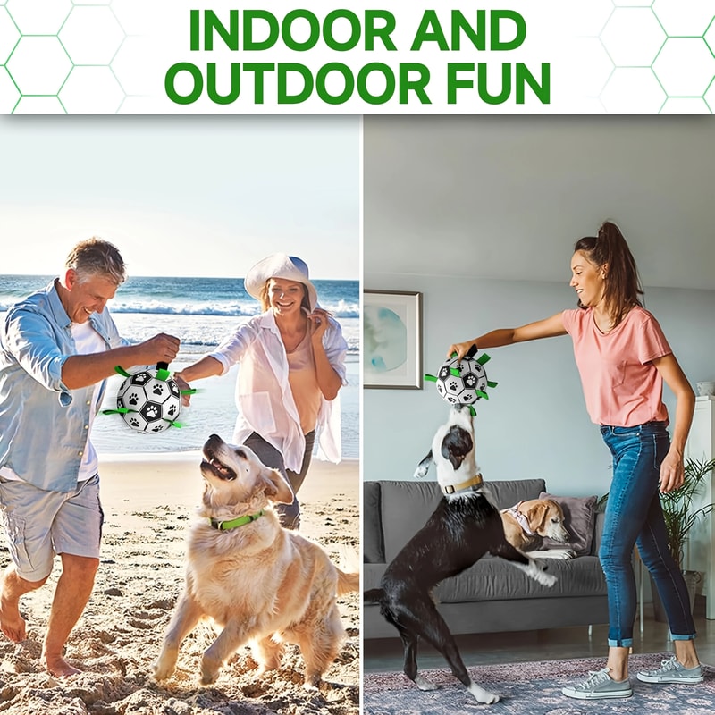 Damaly Interactive Dog Soccer Ball Toy With Grip Ring Durable BiteResistant Fetch Training Ball F 2