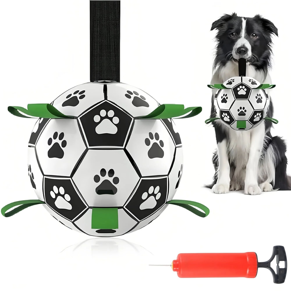 Damaly Interactive Dog Soccer Ball Toy With Grip Ring Durable BiteResistant Fetch Training Ball F 6