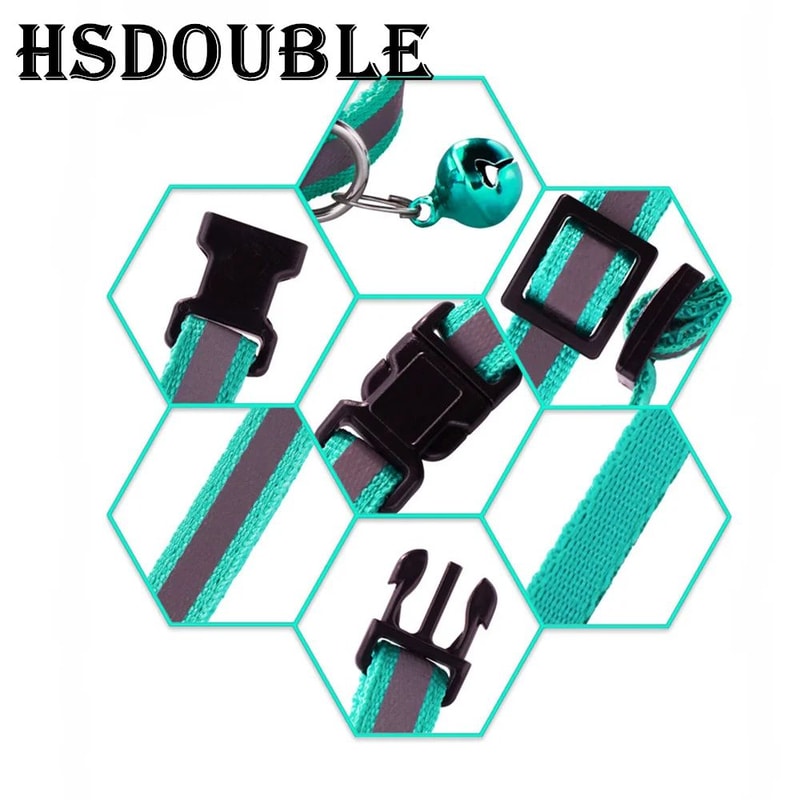 2Pack Reflective Adjustable Cat Small Dog Collar With Bell Safety Pet Collar Set 2