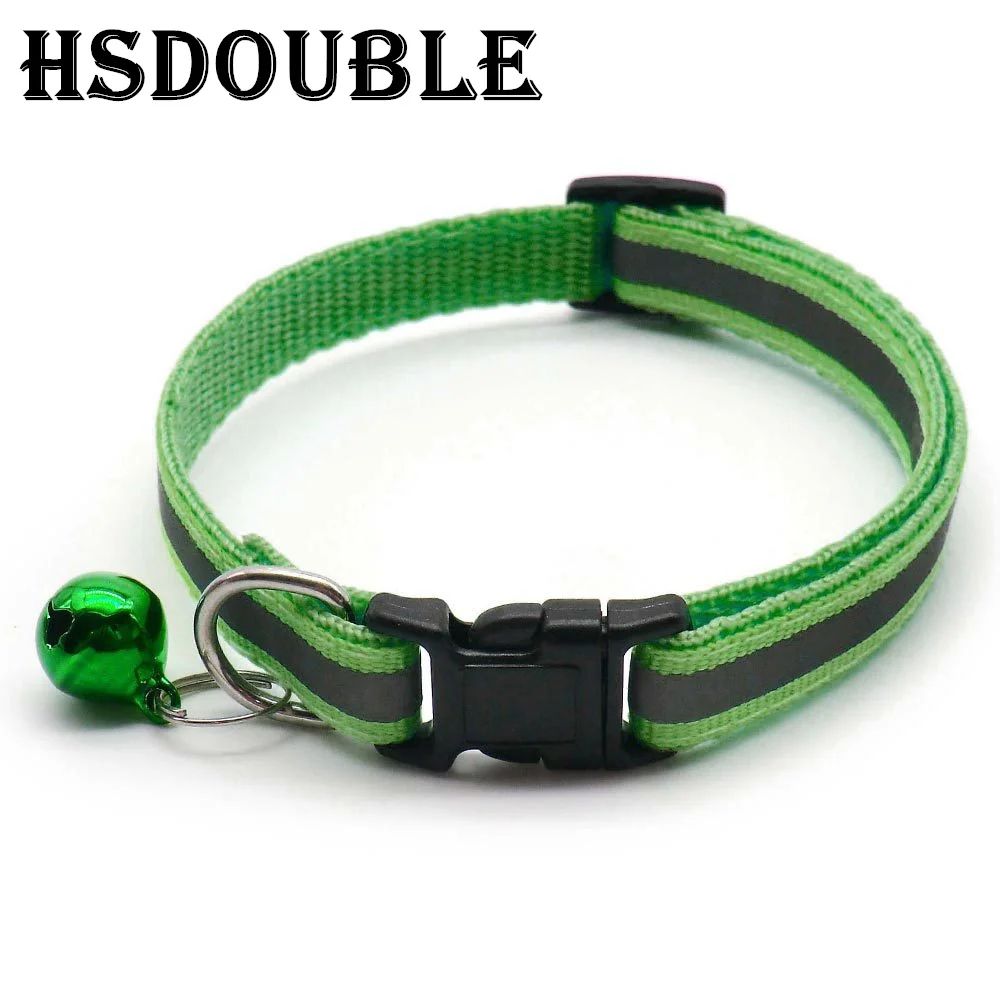 2Pack Reflective Adjustable Cat Small Dog Collar With Bell Safety Pet Collar Set 6