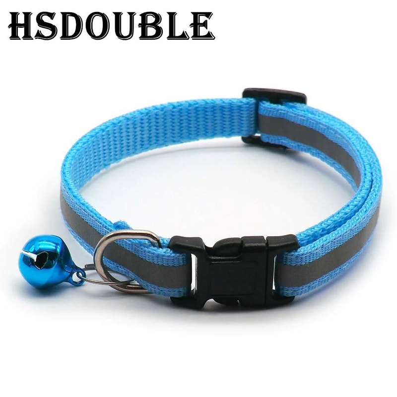 2Pack Reflective Adjustable Cat Small Dog Collar With Bell Safety Pet Collar Set 16