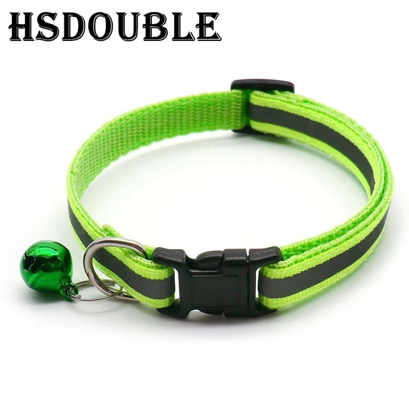 2Pack Reflective Adjustable Cat Small Dog Collar With Bell Safety Pet Collar Set 7