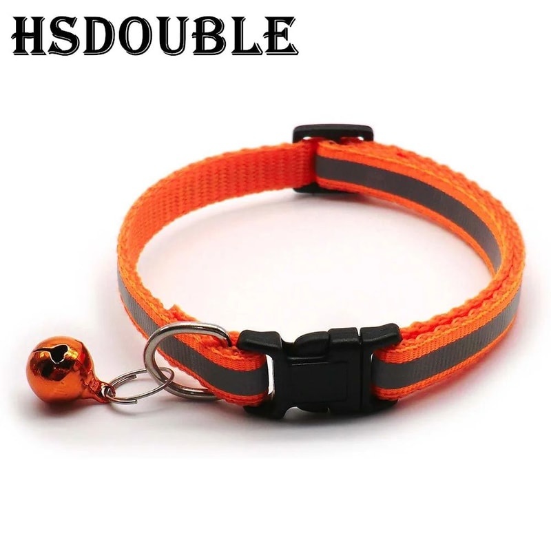 2Pack Reflective Adjustable Cat Small Dog Collar With Bell Safety Pet Collar Set 9