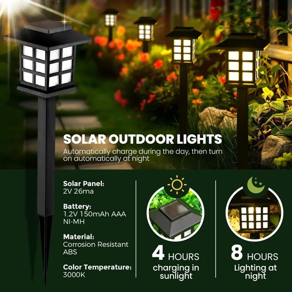 8Pack Solar Pathway Lights Outdoor Waterproof LED Garden Landscape Walkway Lights 3
