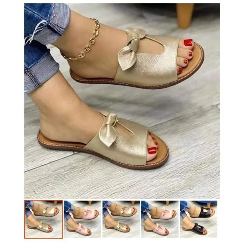 Womens Butterfly Knot Summer Sandals Cute Casual Flat Beach Slippers 0