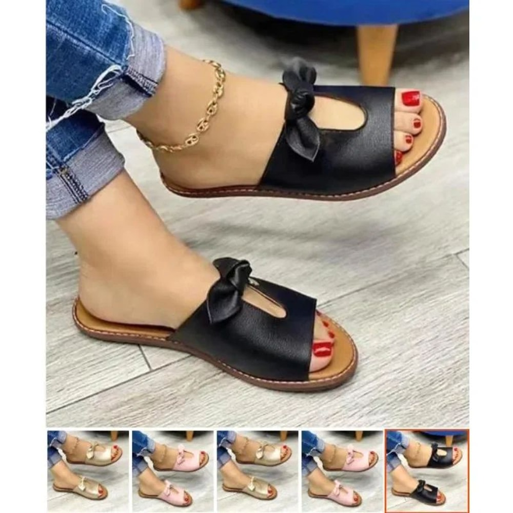 Womens Butterfly Knot Summer Sandals Cute Casual Flat Beach Slippers 5