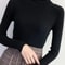 Womens Mock Neck Knit Sweater Vintage Slim Fit Korean Style Pullover 5