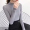 Womens Mock Neck Knit Sweater Vintage Slim Fit Korean Style Pullover 6