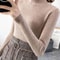 Womens Mock Neck Knit Sweater Vintage Slim Fit Korean Style Pullover 8
