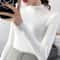 Womens Mock Neck Knit Sweater Vintage Slim Fit Korean Style Pullover 11