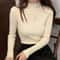 Womens Mock Neck Knit Sweater Vintage Slim Fit Korean Style Pullover 13