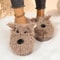 Cartoon Puppy Fluffy Fur Winter Slippers Womens Warm Plush Thick Sole Indoor Mules 1