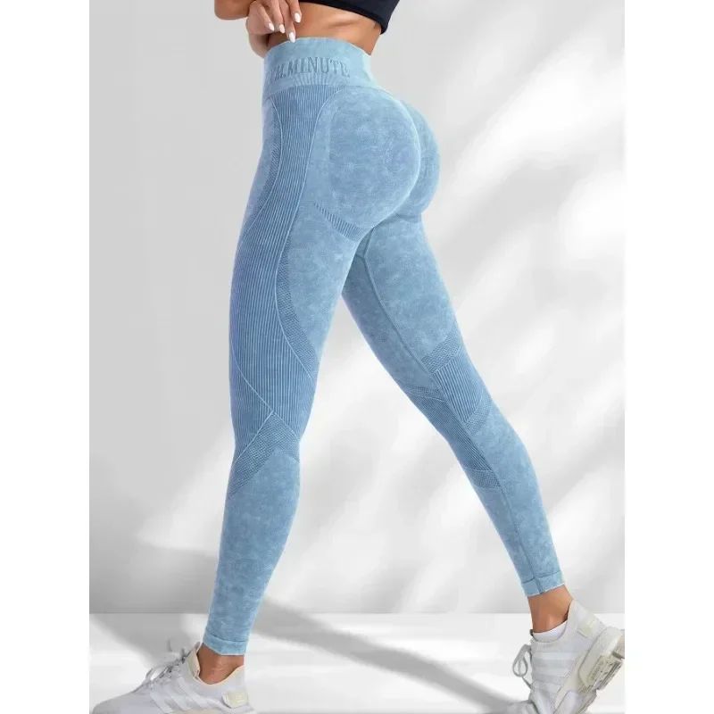 Seamless High Waist Booty Lift Gym Leggings Womens Sand Washed Yoga Workout Pants 1