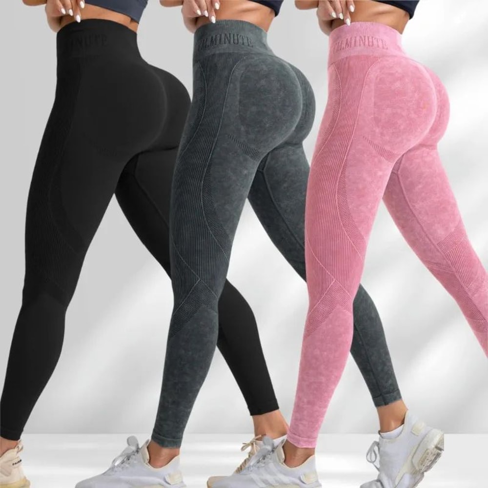 Seamless High Waist Booty Lift Gym Leggings Womens Sand Washed Yoga Workout Pants 0