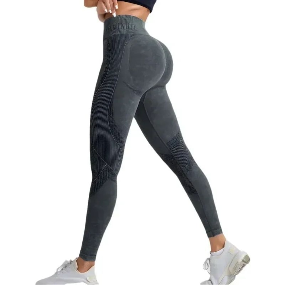 Seamless High Waist Booty Lift Gym Leggings Womens Sand Washed Yoga Workout Pants 4