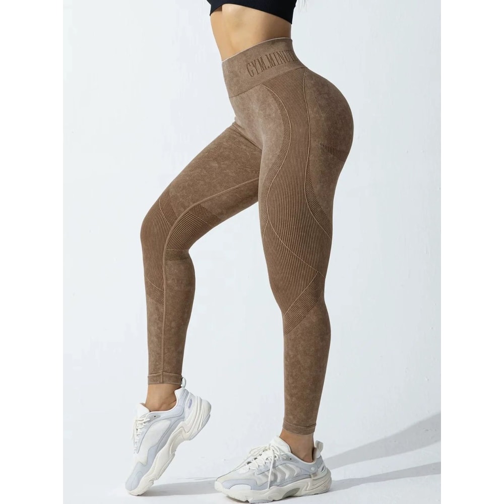 Seamless High Waist Booty Lift Gym Leggings Womens Sand Washed Yoga Workout Pants 13