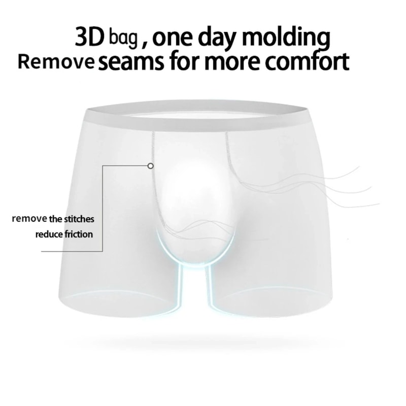 Mens Ice Silk Seamless Boxer Briefs Breathable Antibacterial Lightweight Underwear 5