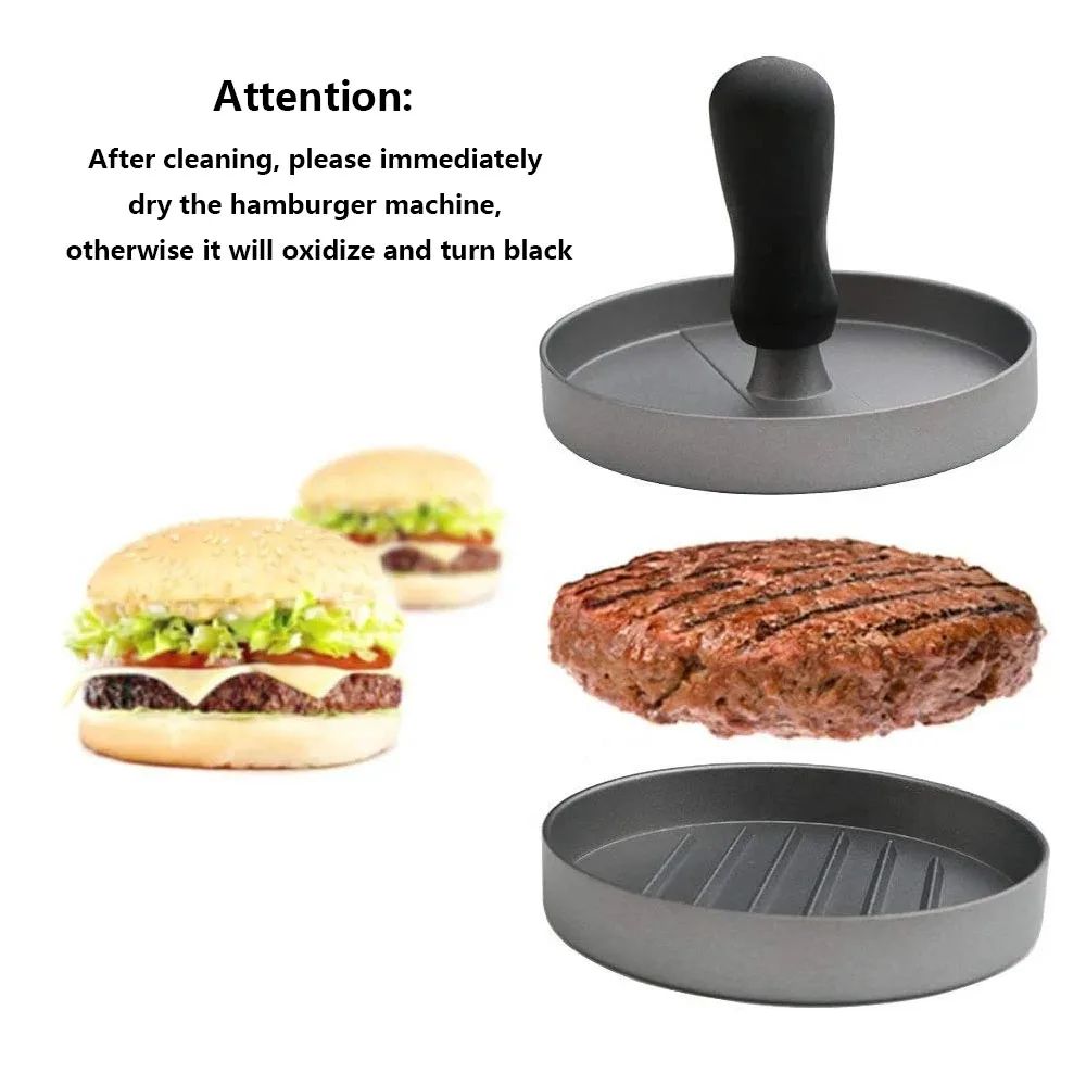 Aluminum Burger Press Patty Maker NonStick Hamburger Mold For BBQ Kitchen 2