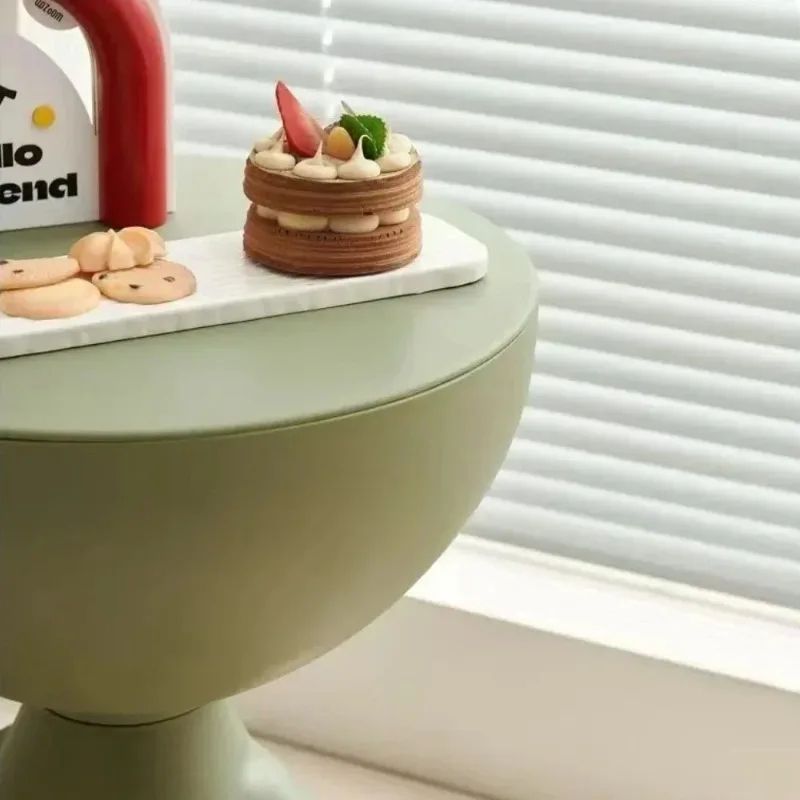 Modern Cream Round Side Table Minimalist Sofa Bedside Accent Coffee Table 3