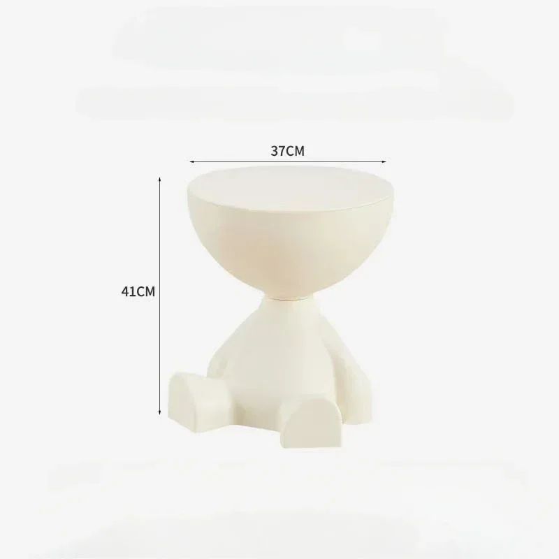 Modern Cream Round Side Table Minimalist Sofa Bedside Accent Coffee Table 8