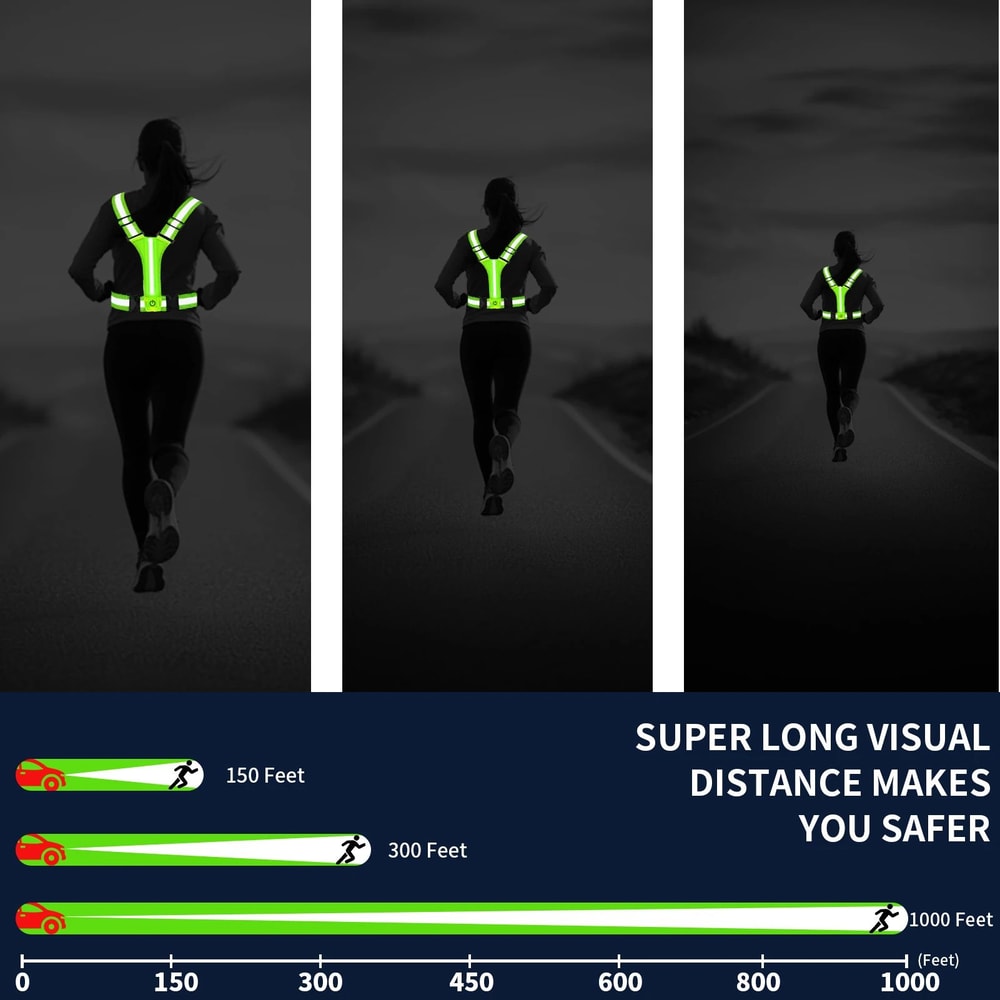 USB Rechargeable LED Reflective Running Vest High Visibility Safety Gear For Night Running Cyclin 2