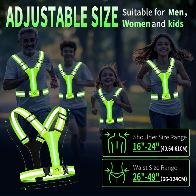 USB Rechargeable LED Reflective Running Vest High Visibility Safety Gear For Night Running Cyclin 4
