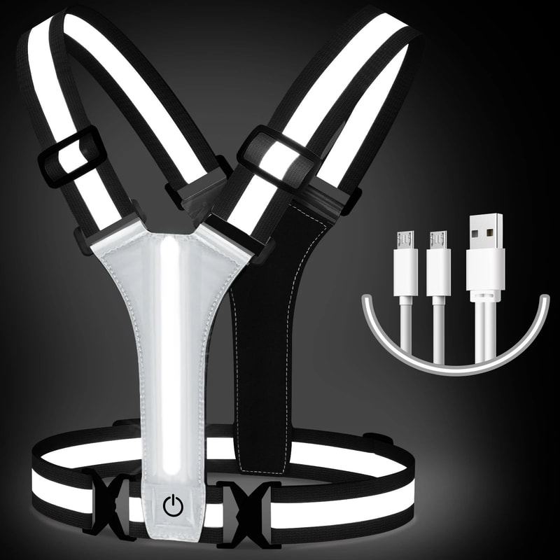 USB Rechargeable LED Reflective Running Vest High Visibility Safety Gear For Night Running Cyclin 7