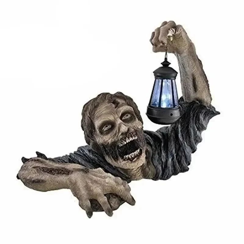 LED Crawling Zombie Halloween Decor Scary Lantern Holding Zombie Outdoor Figurine Light 2
