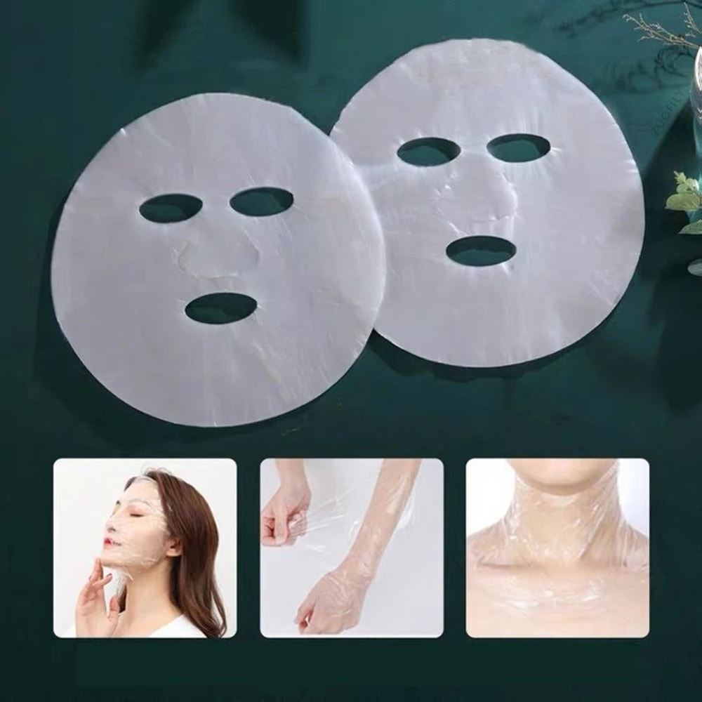 Disposable PE Facial Mask Wrap Neck Film Sheets Skin Care Absorption Beauty Mask Covers 100PCS 5
