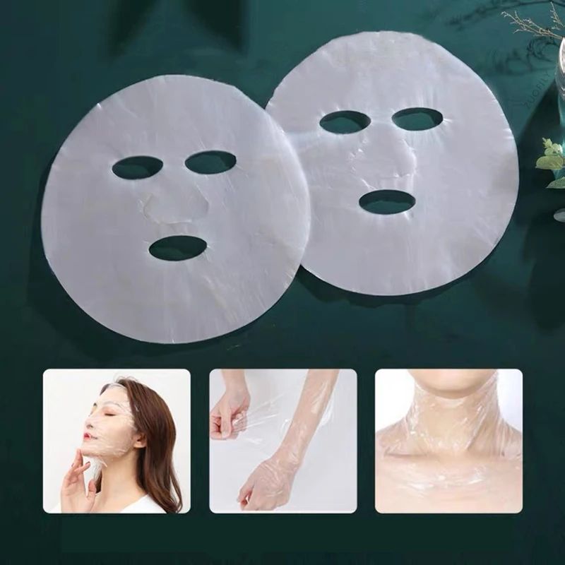 Disposable PE Facial Mask Wrap Neck Film Sheets Skin Care Absorption Beauty Mask Covers 100PCS 5